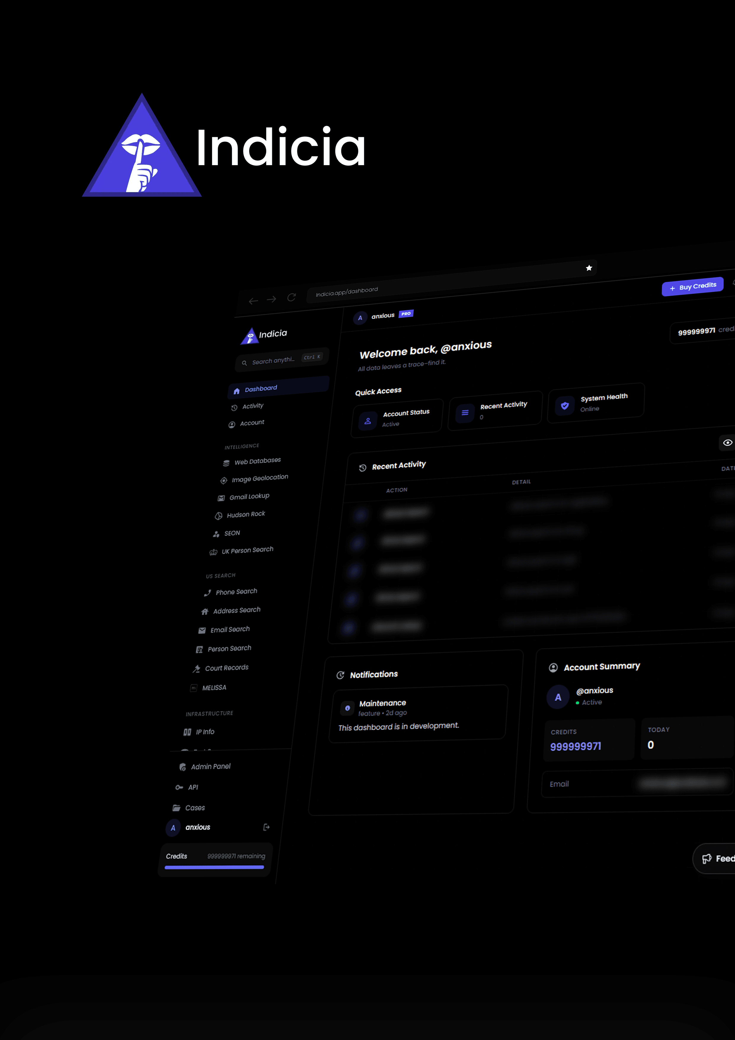 Indicia Dashboard